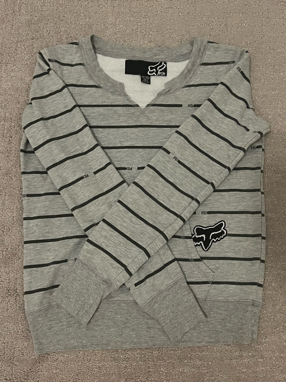 Fox Racing Women’s Gray Striped Pullover Sweater